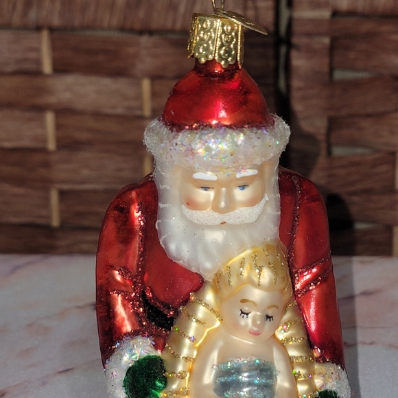 Old World Christmas Baby Jesus and Santa Ornament #40227 - Picture 4 of 10